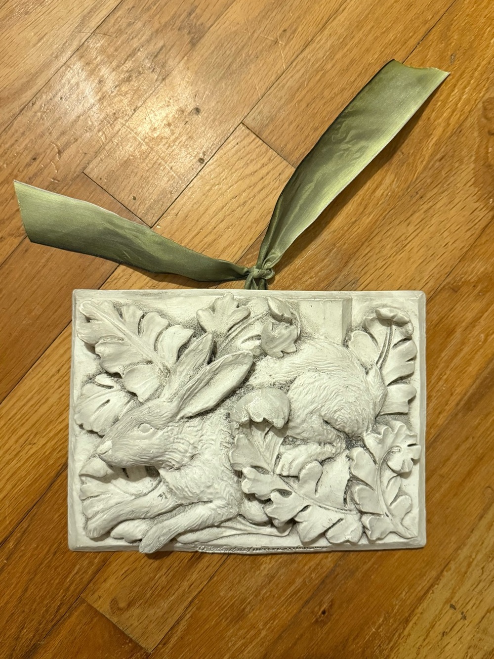Hen-Feather Ceramic Rabbit Wall Plaque